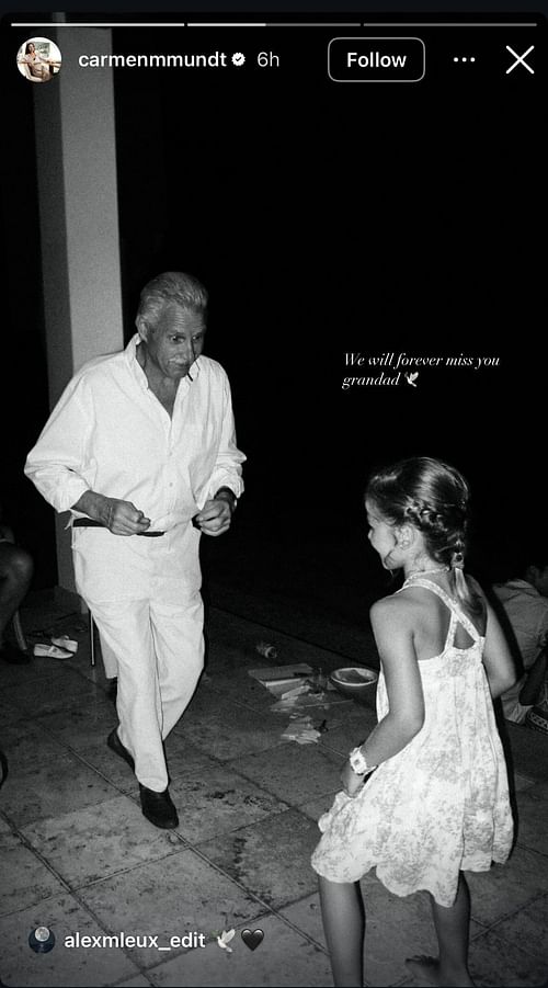 Carmen Mundt's tribute Instagram story for her grandfather - Image via Instagram/@carmenmmundt
