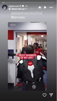 Dylan Strome shared a clip of the Washington Capitals dressing room welcoming Alex Ovechkin after he tied Wayne Gretzky's NHL scoring record. (Credits: IG/@dylstrome19)
