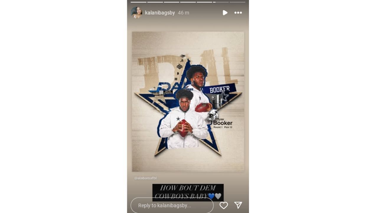 Tyler Booker&#039;s girlfriend Kalani sends 5-word message (Source: VIA IG/ @kalanibagsby)