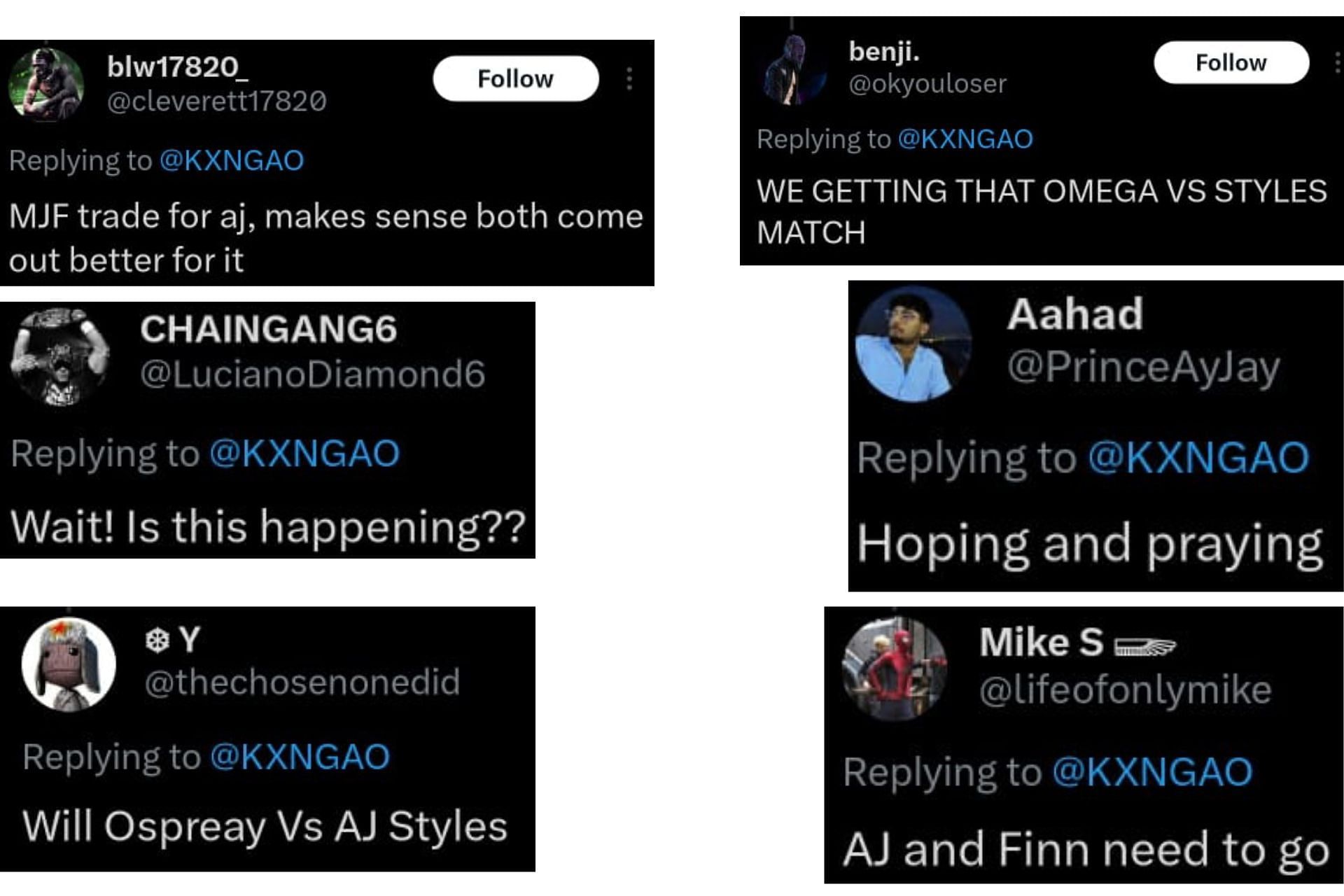 Fans react to the possibility of AJ Styles turning All Elite in the future. [Screengrabs via AO&#039;s X]