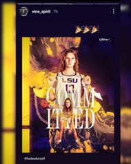 Kim Mulkey's five-star signee Divine Bourrage shares her reaction as former Notre Dame forward Kate Koval joins LSU. (Image via Instagram @vine_spirit)