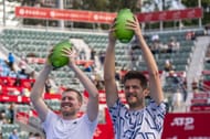 Luke Johnson and Sander Arends with the Bank of China Tennis Open -trophies in Hong Kong - Source: Getty