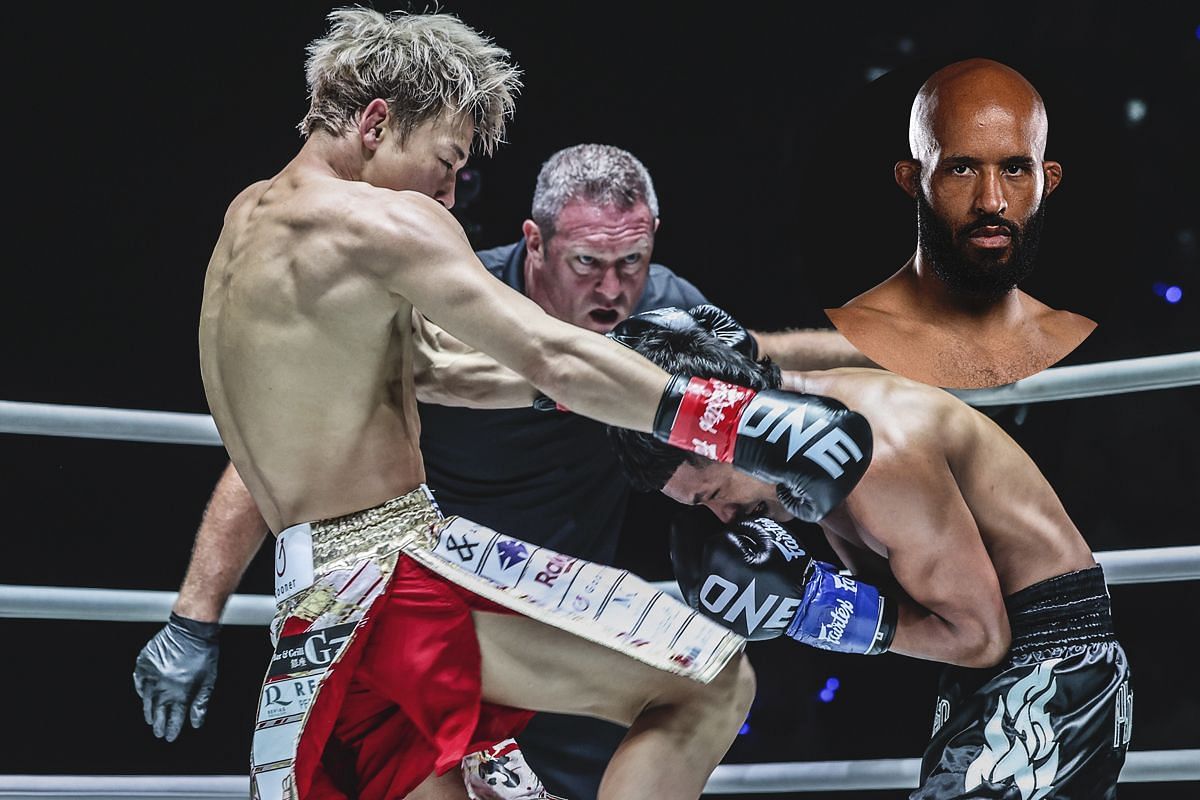 Demetrious Johnson (circle inset) and Takeru Segawa (left). [Photos from ONE Championship]