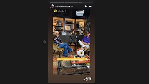 IN PIC: LSU coach Kim Mulkey dons sequined jacket & bell-bottoms as she teases interview with Gordon McKernan. Credit: IG/@coachkimmulkey