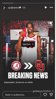 Dybantsa hypes up Reid after he joins Oklahoma | via @aj.dybantsa/ig
