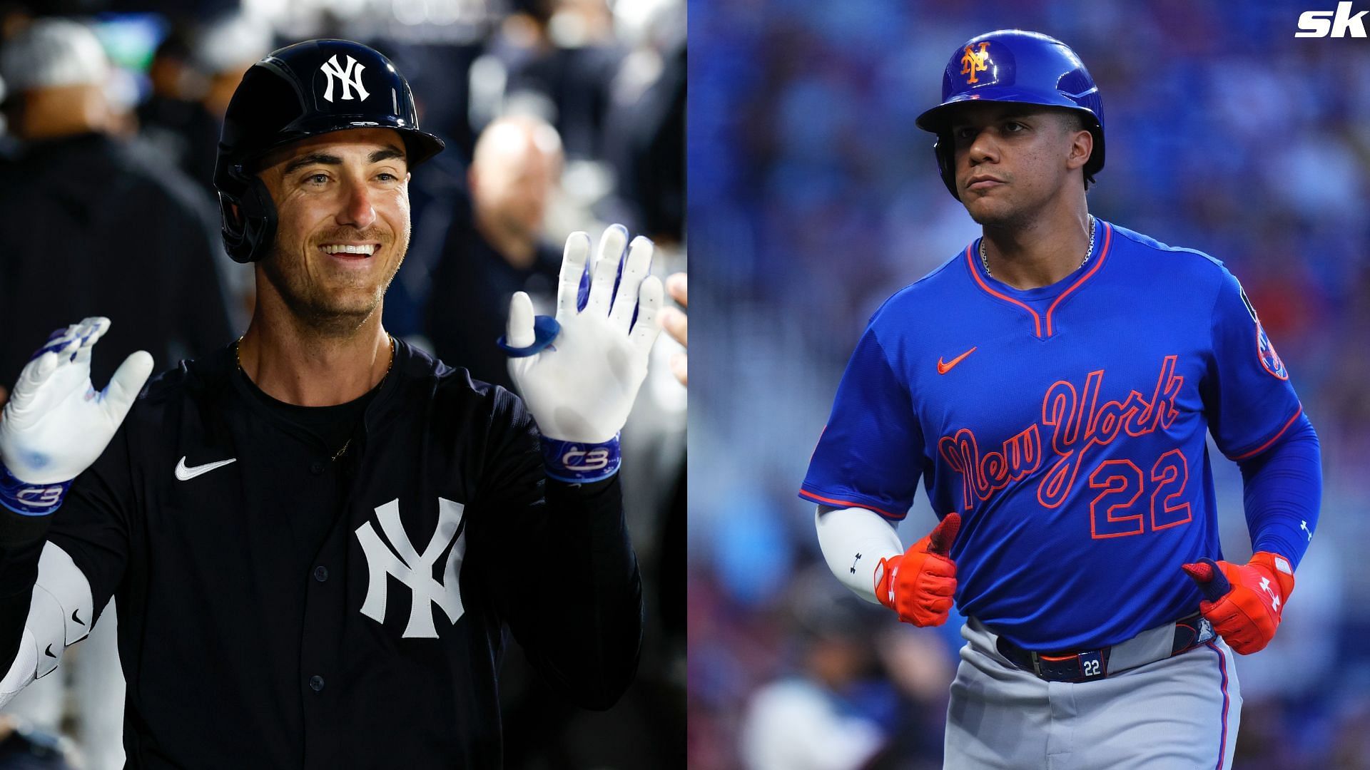 Cody Bellinger of the New York Yankees celebrates in the dugout after hitting a solo home run during a spring training game against the Toronto Blue Jays at George M. Steinbrenner Field (Source: Getty)
