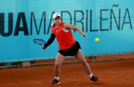 Kartal plays a forehand in the Mutua Madrid Open - Day Two - Source: Getty