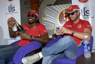 Chris Gayle and AB de Villiers added 83 runs for the third wicket to guide RCB to a win- Source: Getty