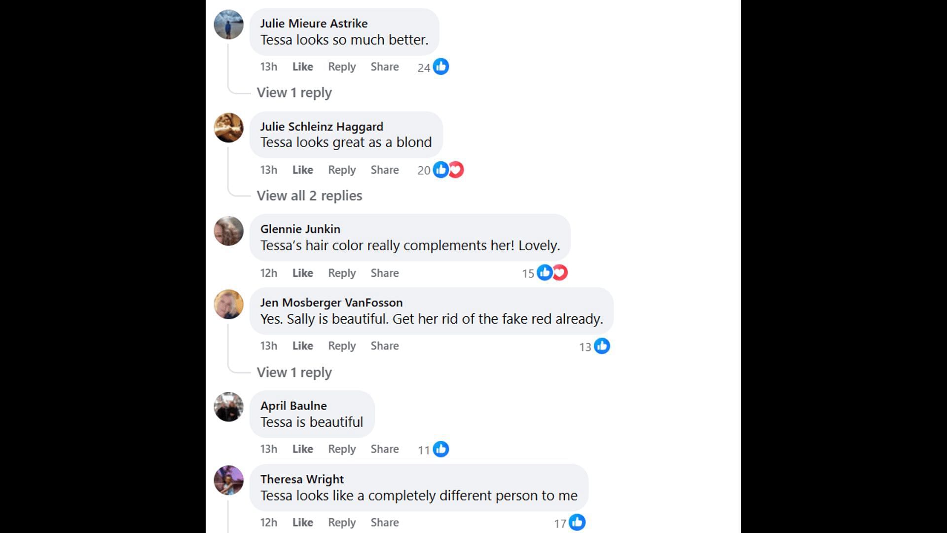 Fans voice their opinions about Sally and Tessa&#039;s hair color (Image via Facebook/The Young and the Restless)
