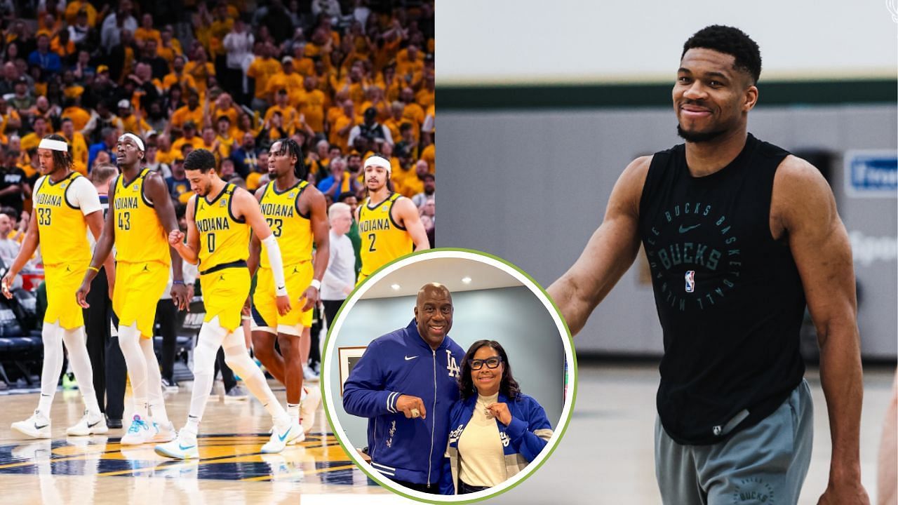 Magic Johnson changes tune, predicts Giannis Antetokounmpo-led Bucks to beat Pacers. [photo: @bucks/IG, @pacers/IG, @magicjohnon/IG]