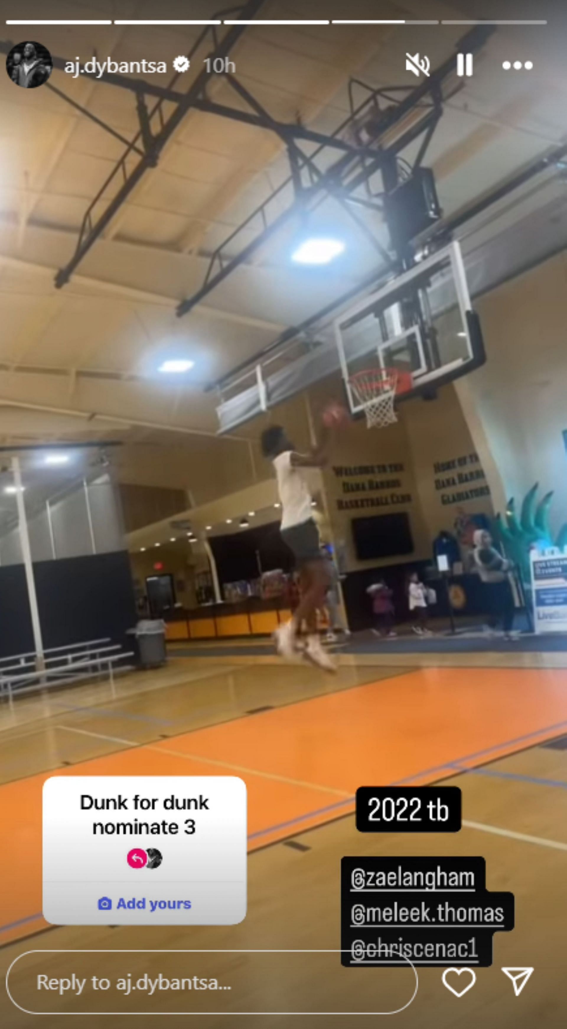 $3.8M NIL-valued AJ Dybantsa responds to LeBron James&#039; son Bryce James&#039; dunk challenge (Image: IG/ aj.dybantsa)