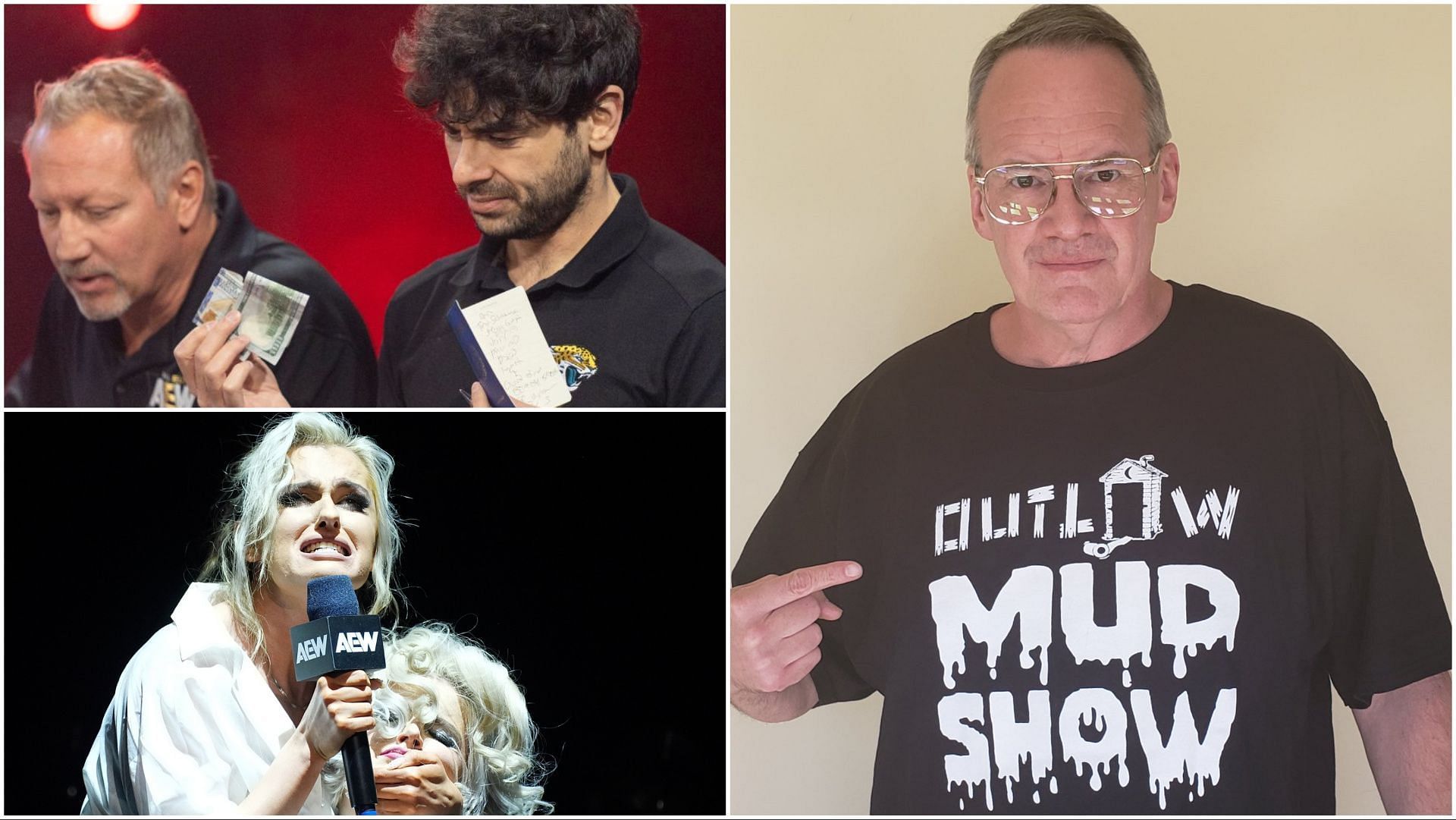 AEW officials Tony Khan and Jerry Lynn, Mariah May and Toni Storm on Collision, the legendary Jim Cornette