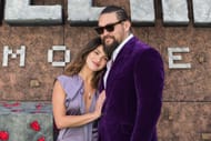 Adria Arjona and Jason Momoa attend the world premiere of 'A Minecraft Movie' at Cineworld Leicester Square in London, United Kingdom on March 30, 2025. (Image via Getty)
