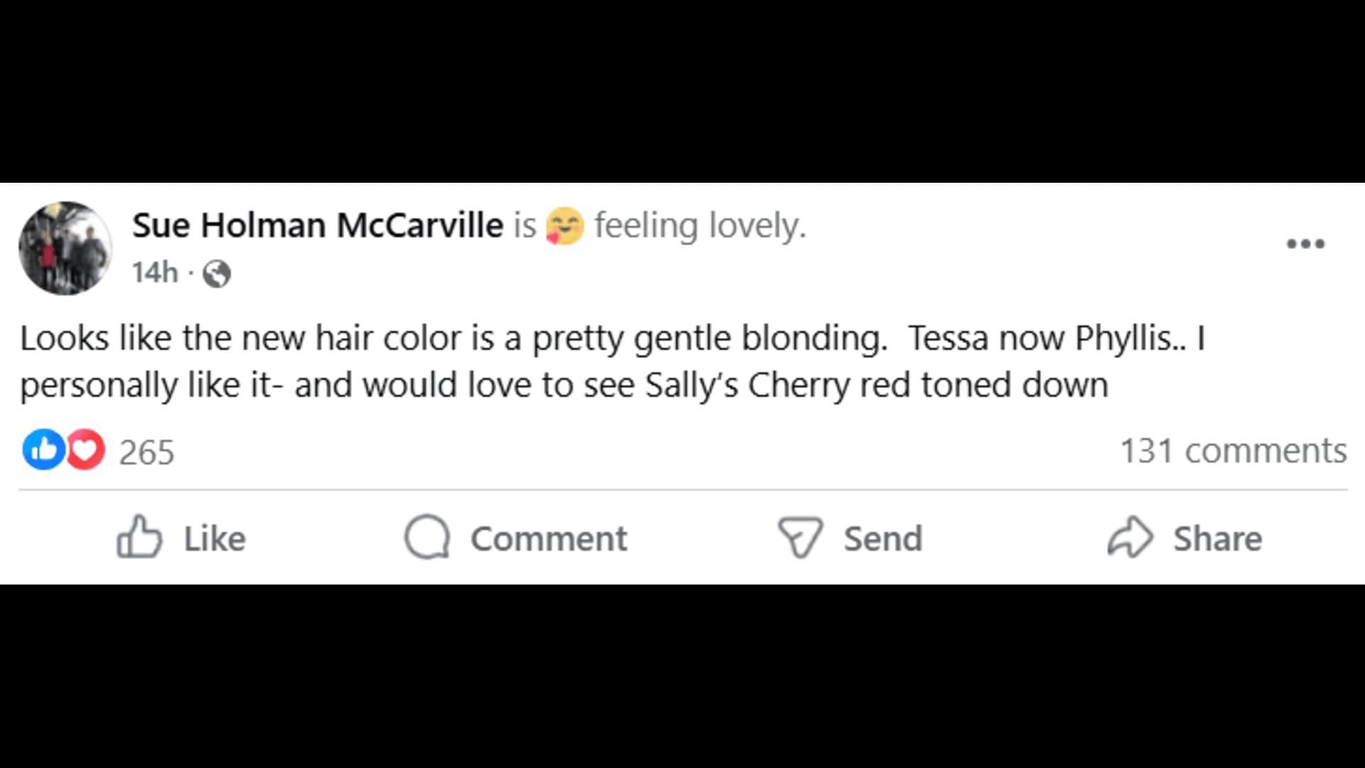 A Facebook post about Sally and Tessa&#039;s new hair color (Image via Facebook/The Young and the Restless) En En En En