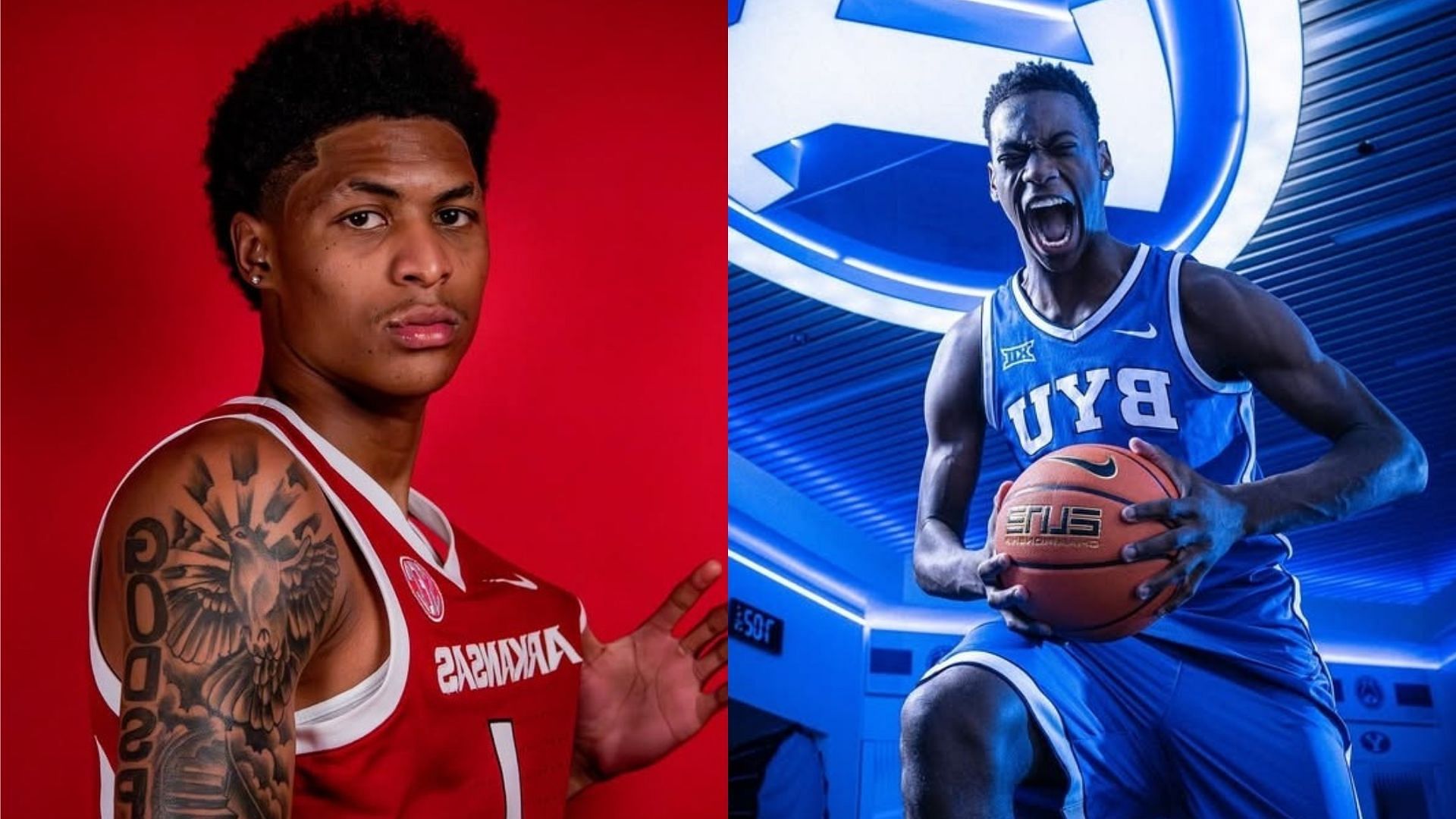 Five-star Arkansas signee Meleek Thomas and five-star BYU signee AJ Dybantsa. (Image via Instagram @aj.dybantsa and @meleek.thomas)