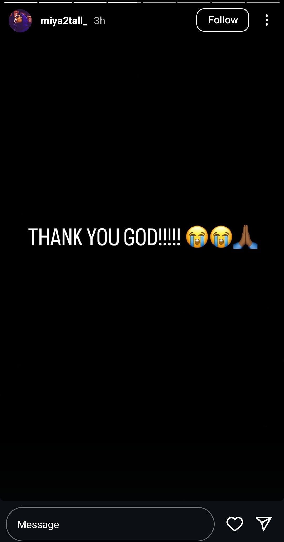 Amiya Joyner reacts after joining LSU (Image: @miya2tall/Instagram)