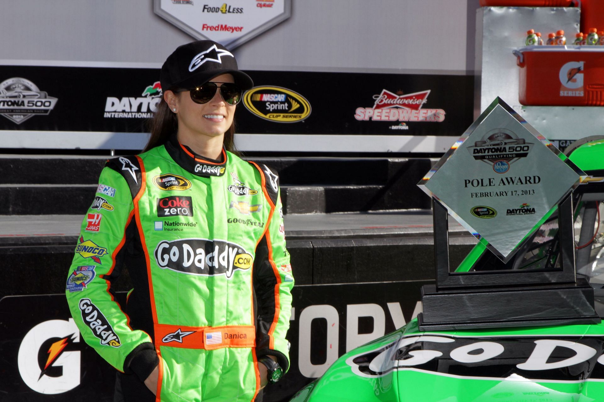 Danica Patrick after winning the pole at the 55th Daytona 500 - Qualifying - Source: Getty