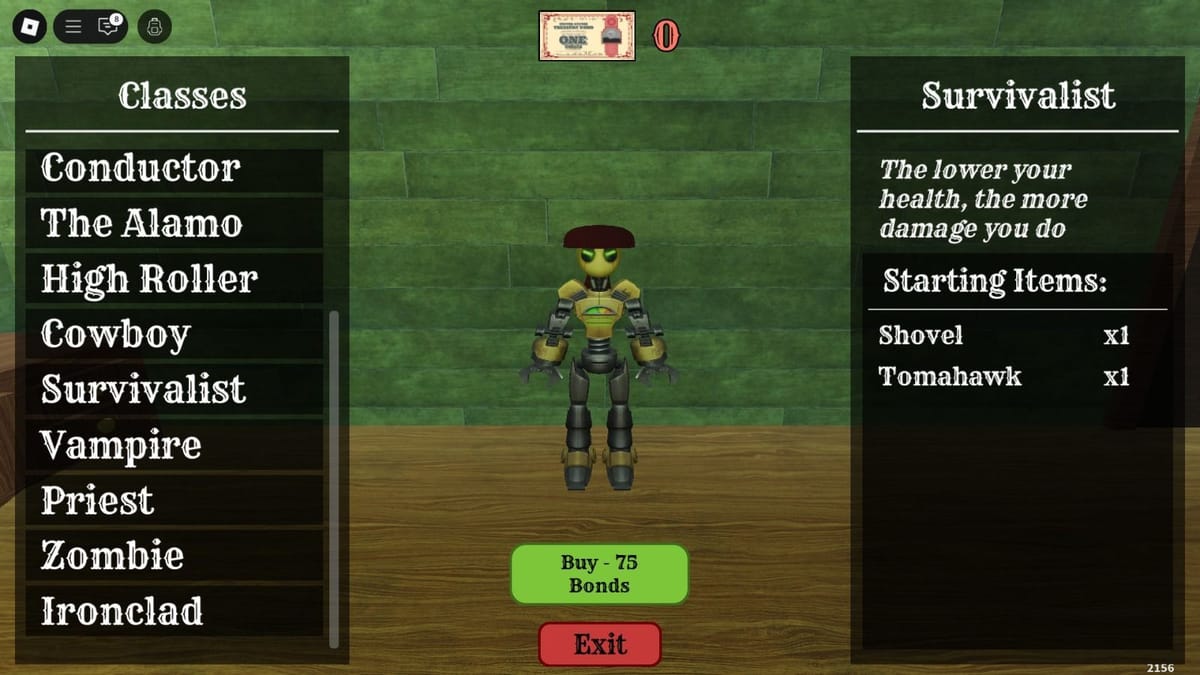 Dead Rails Class guide