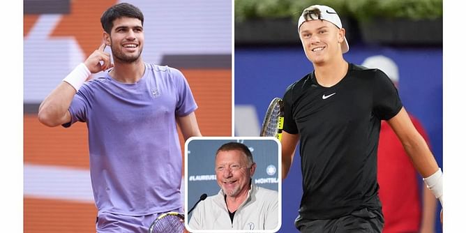 Boris Becker drops 3-word reaction to Carlos Alcaraz and Holger Rune's childhood picture ahead of Barcelona final