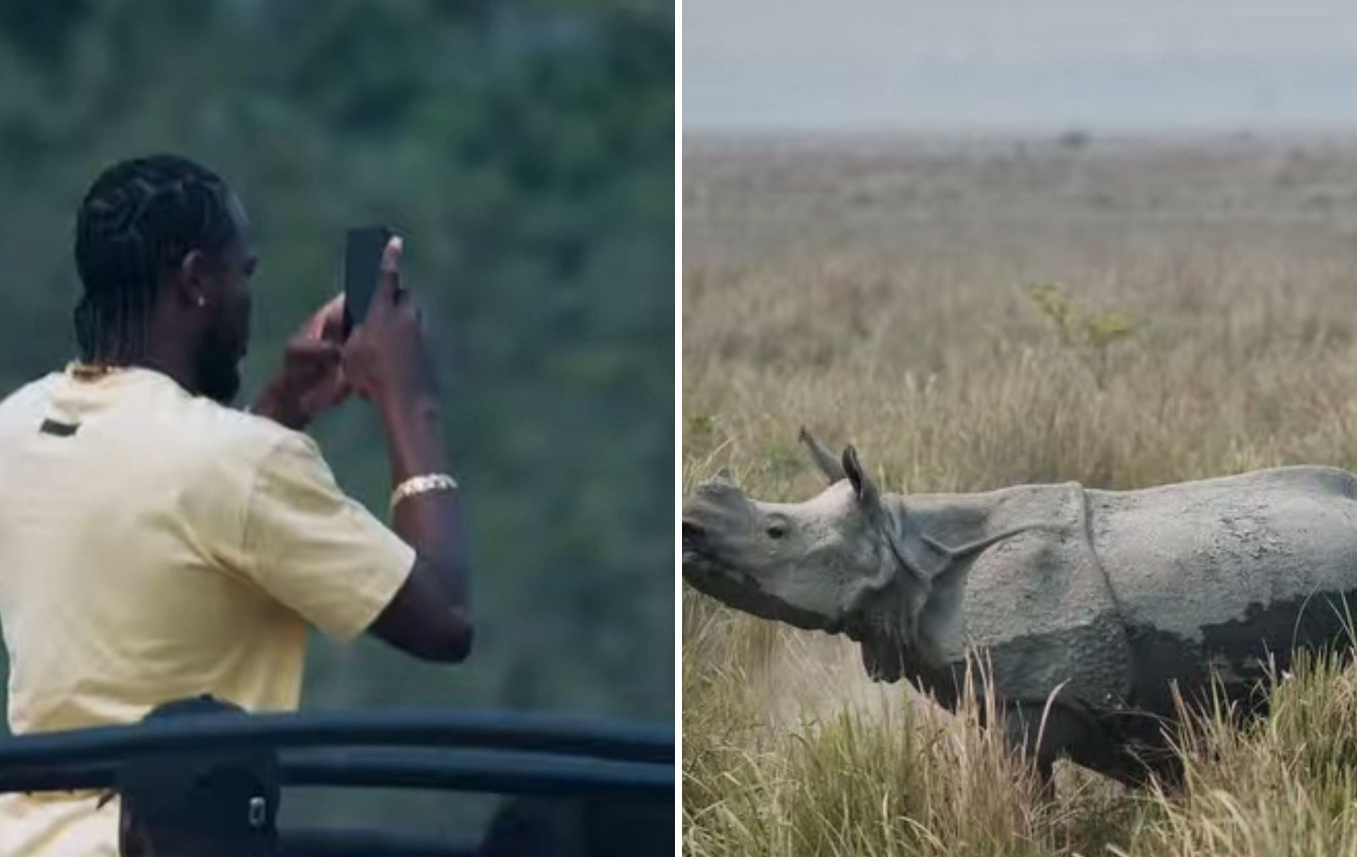 RR bowlers Jofra Archer and Kwena Maphaka took a trip to the Kaziranga National Park. (Pic: Instagram/rajasthanroyals).