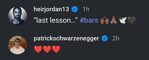 Jordan and Schwarzenegger react to Kevin's heartbreaking tribute to his dad (Image: @kevinlove IG)