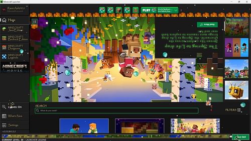The launcher's visuals and animation will go to bizarre heights as players level up (Image via Sportskeeda Gaming // Mojang Studios)