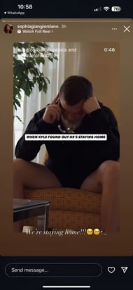 IG story of Kyle M͏cCord's girlfriend.( Image Credits: @sophiagiangiordano / Instagram)