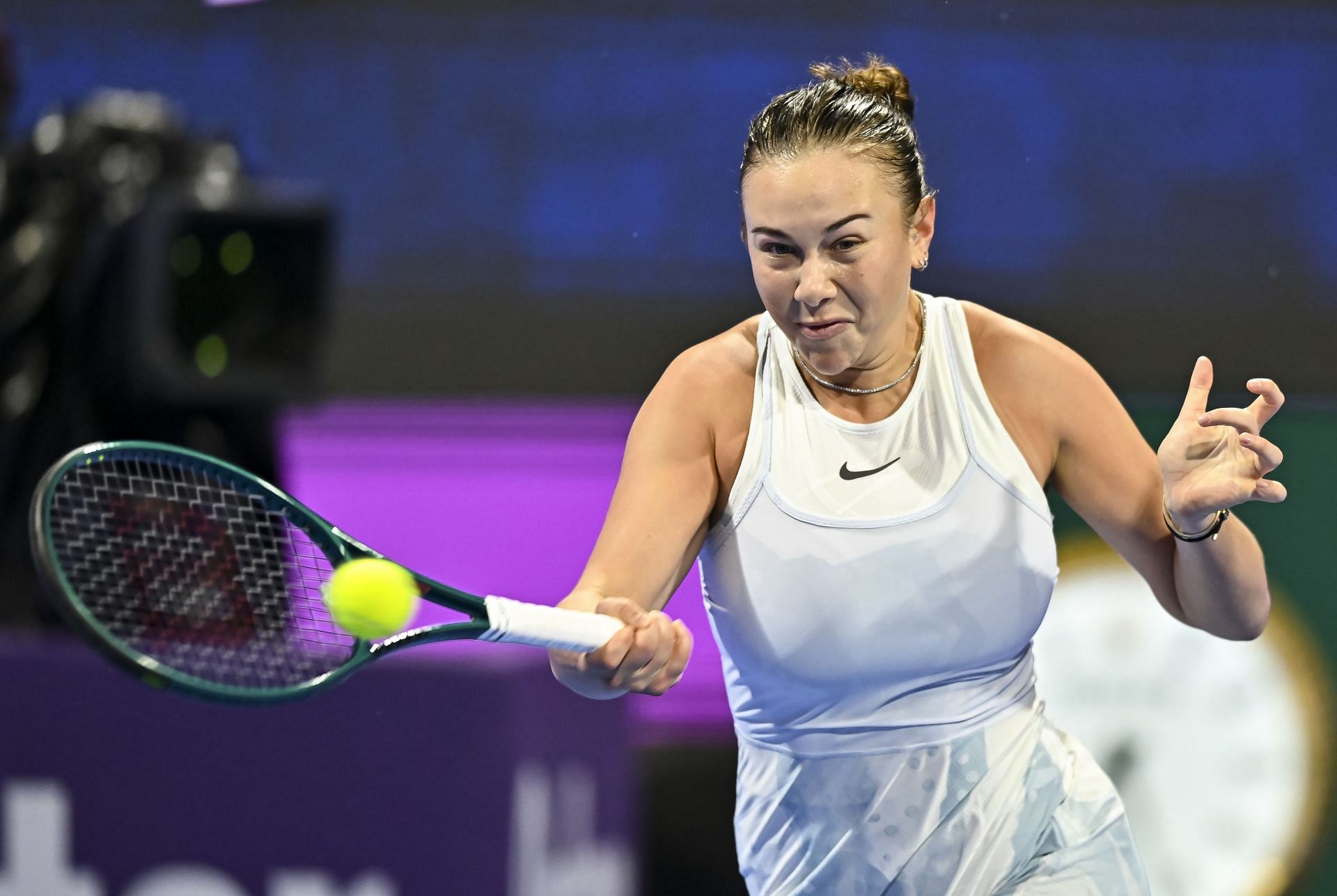 Anisomova in action at the Qatar TotalEnergies Open - Source: Getty