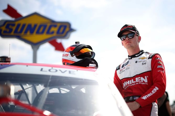 Jesse Love sends a message about his trophies after the Rockingham DQ