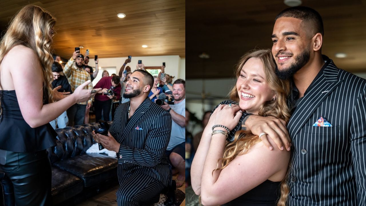 WATCH: Lions DE Ahmed Hassanein goes viral after proposing to girlfriend Payson minutes after getting drafted