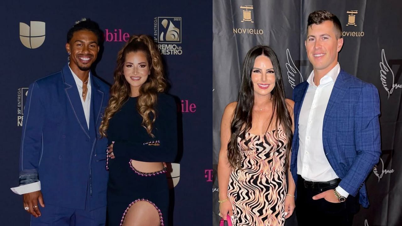 Francisco Lindor with his wife, Katia (L) and Dylan Moore with his wife Paola (R) (Images from - Instagram.com/@katia.lindor, Instagram.com/@d_moore13)