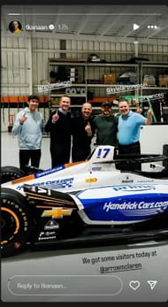 A snapshot of Tony Kanaan's Instagram story (@tkanaan)