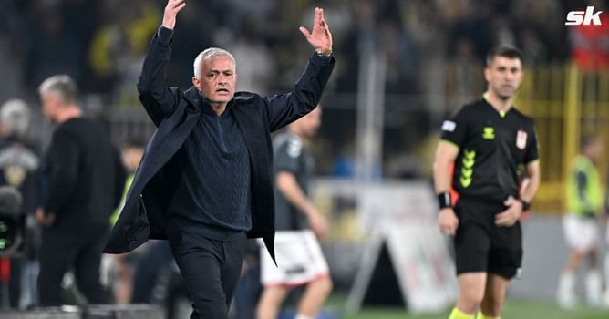 Fenerbahce boss Jose Mourinho appears to pinch Galatasaray boss Okan Buruk's nose after 2-1 loss in Turkish Cup