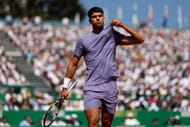 Carlos Alcaraz in action at the Monte Carlo Masters. Source: Getty