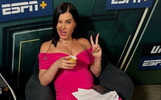 Behind-the-scenes (Photos): Megan Olivi mixes fight night fire with maternity glow at UFC 314