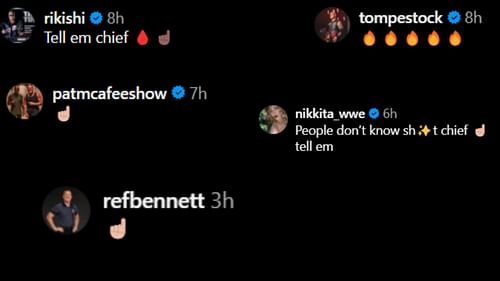 Screenshots of stars' comments [Image credit: Roman Reigns' Instagram handle]