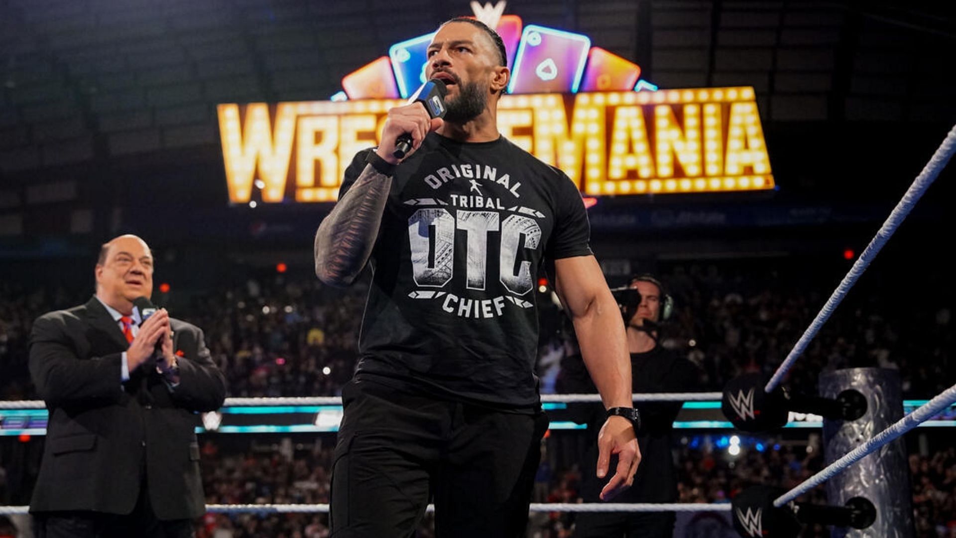 Reigns will be in action in a Triple Threat match at WrestleMania. [Image credit: WWE.com]