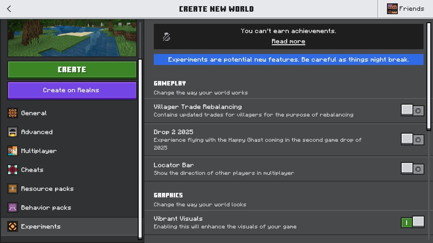 How to turn on Vibrant Visuals in Minecraft