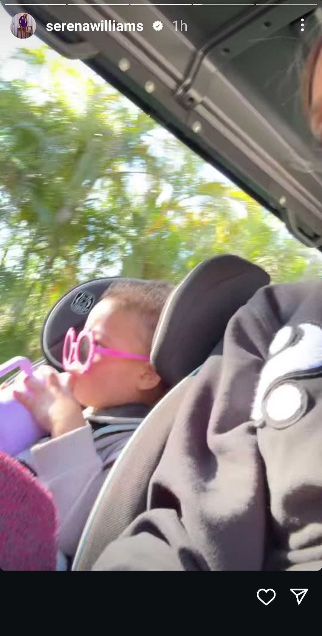 Williams&#039; Instagram Story featuring herself and daughter Adira listening to the children&#039;s song &#039;Bingo&#039; (Source: Instagram/serenawilliams)