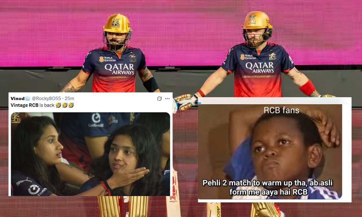 RCB की खराब बल्लेबाजी पर आए Memes (Photo Credit: BCCI, X/@Rocky8O55, @Risenik)
