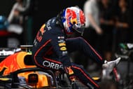 Max Verstappen jumps out of his car after grabbing Pole for the Saudi Arabian Grand Prix - Source: Getty