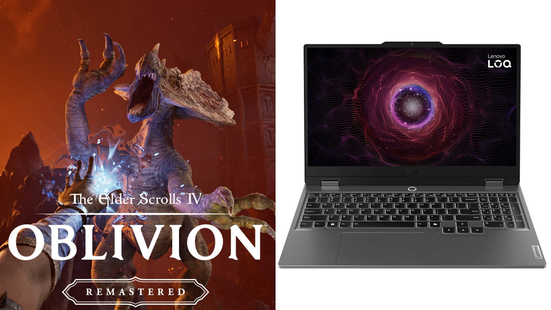 The RTX 4060 laptop can play Oblivion Remastered at 1080p (Image via Amazon and Bethesda)