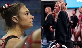Grace McCallum makes her feelings known after freshman Avery Neff missed high bar at NCAA Regional Championships