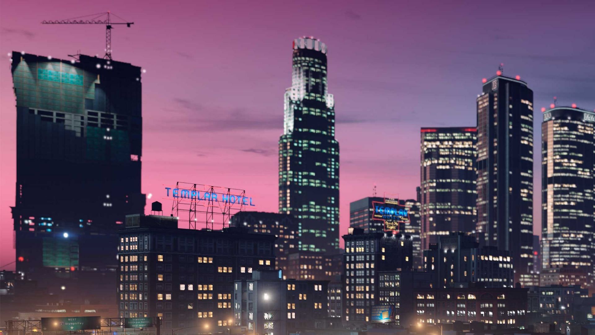 The unfinished Mile High Club building in the extreme left (Image via Rockstar Games)