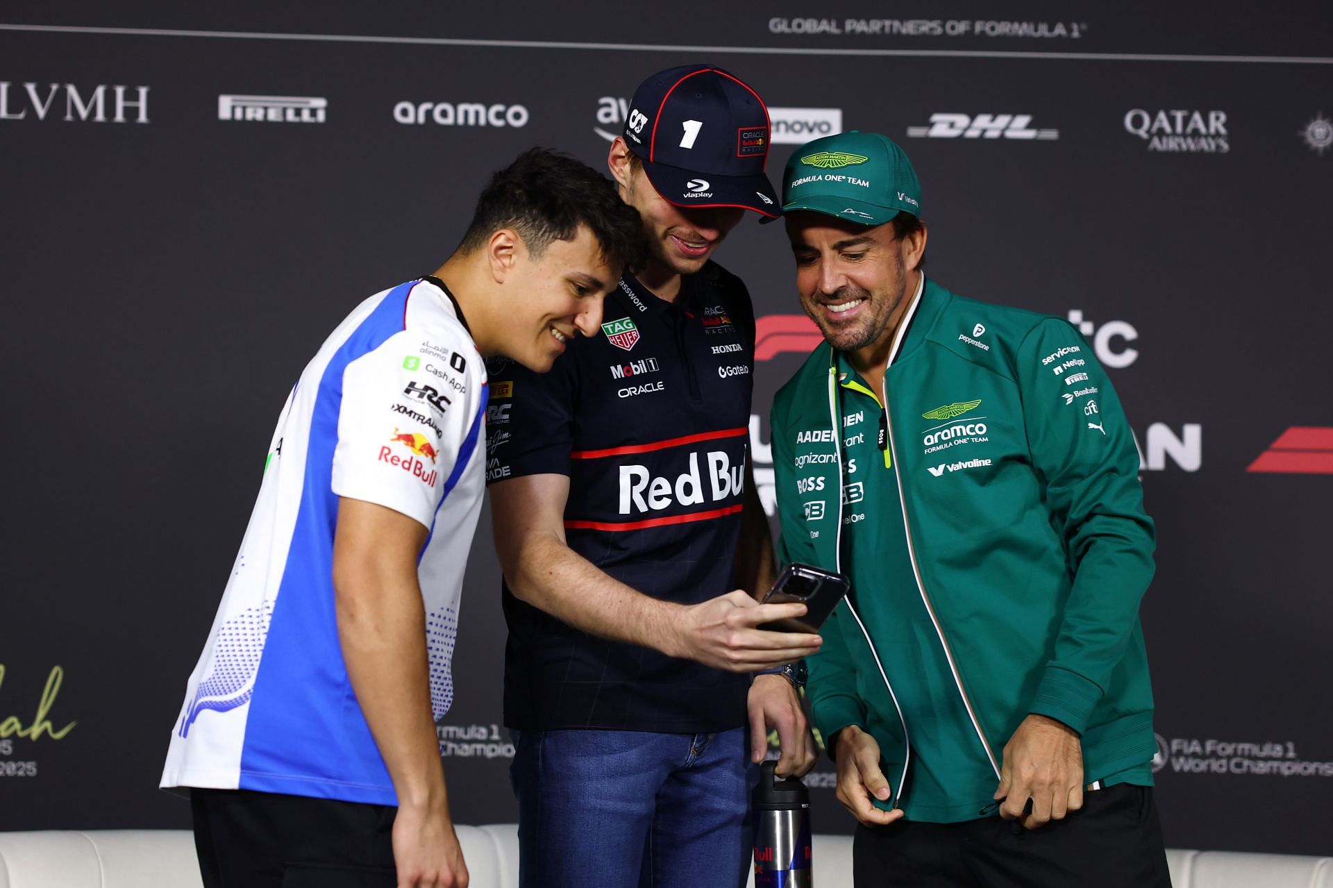 Isack Hadjer, Max Verstappen, and Fernando Alonso during the F1 Grand Prix of Saudi Arabia - Previews - Source: Getty