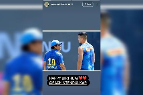 Arjun wishes Sachin Tendulkar on 52nd birthday (Image via Instagram=@arjuntendulkar24)