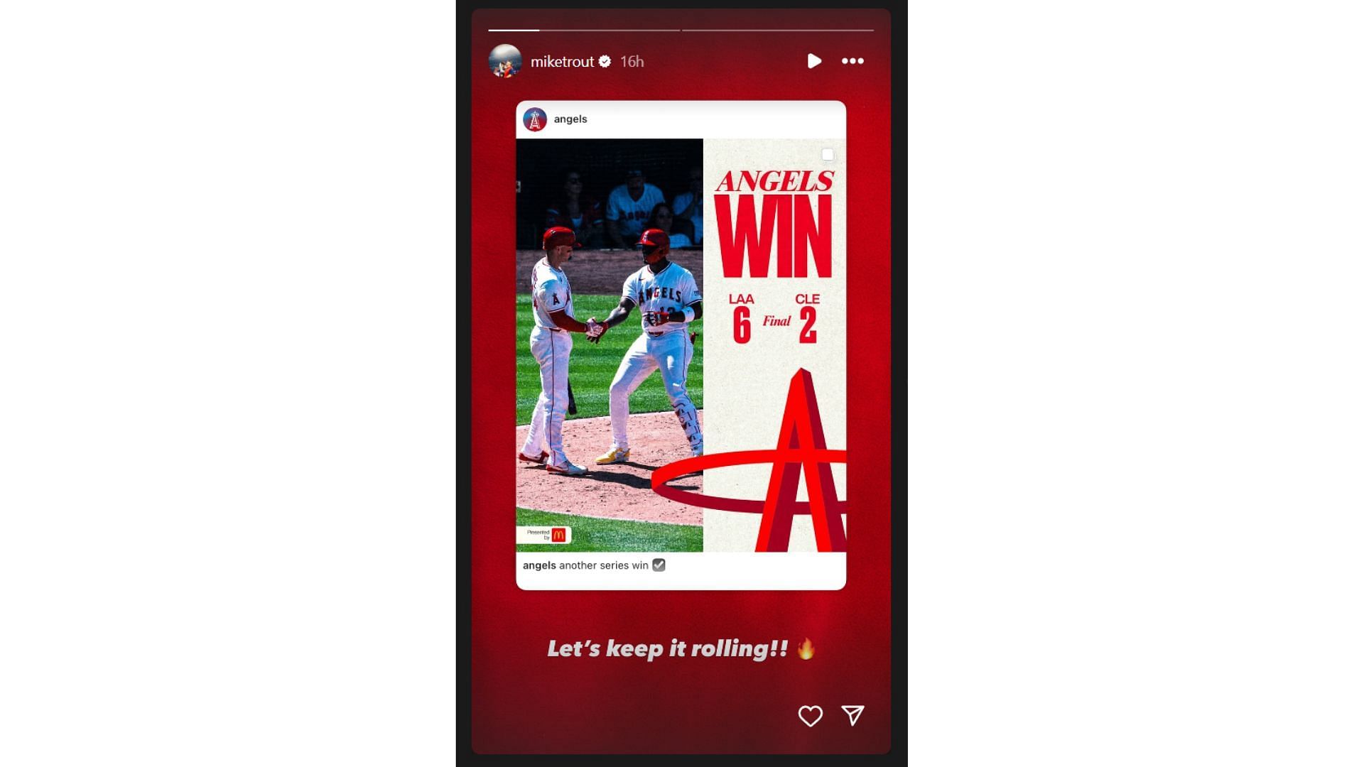 Mike Trout&#039;s Instagram story (Source: Instagram @miketrout)