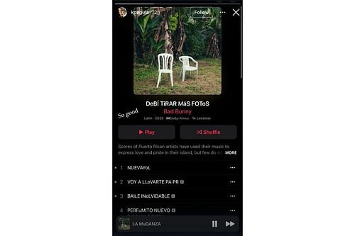 Buffalo Bills owner's daughter Kelly reacts to Bad Bunny's latest album. Image via Instagram/@kpegula