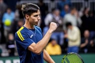 Fabian Marozsan of Hungary celebrates victory after his Men's Singles First Round match against Jan-Lennard Struff of Germany during day three of the ABN AMRO Open. - Source: Getty