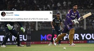 "23.75 crore scam" - Fans fume as Venkatesh Iyer fails cheaply again in DC vs KKR IPL 2025 match
